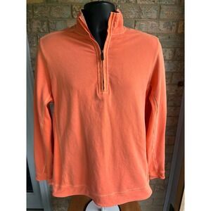 Tommy Bahama Mens Orange Quarter Zip Pullover Cotton Stretch Sweater Small